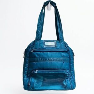 LUG Puddle Jumper Overnight Weekend Travel Gym Tote Bag Teal Mulit Pocket Blue